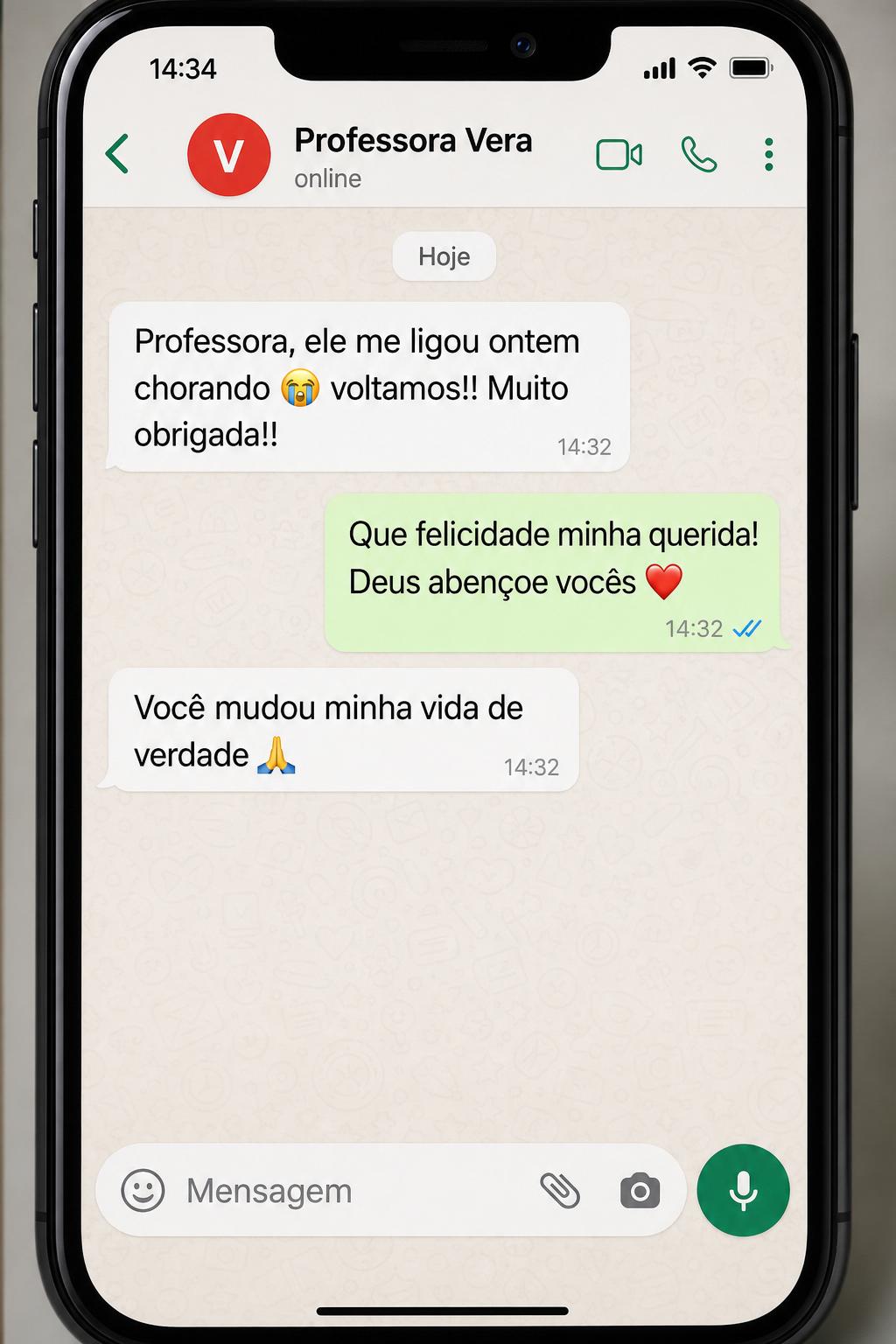 Depoimento real recebido pelo WhatsApp de Camila Rocha